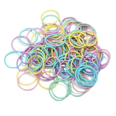 【数量限定】子供 髪ゴム ベビーヘアゴム 小さい こども キッズ ヘアアクセサリー 女の子 ヘアゴム 髪飾り 黒 カラフル shefun 100本セット まとめJP136 (E1-color-small-100)