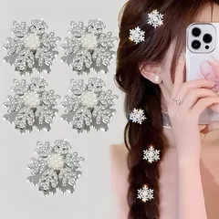 【在庫セール】女性用 女の子 髪留め パールの装飾付 クリスマスアクセサリー スノーフレーク ヘアアクセサリー 氷の女王 ヘアピン ヘアピン 雪の結晶 美しい 可愛い キラキラ 5個セット ヘアクリップ クリスマス CHANJIF