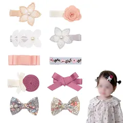 【新着商品】女の子 子供用 日常使い 誕生日プレゼント おしゃれ ヘアアクセサリー キッズ リボンと花のデザイン 前髪クリップ 10個セット ヘアピン かわいい LKCCTK