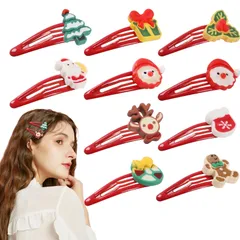【在庫セール】女の子 可愛い 髪ゴム 髪留め 髪飾り 髪飾り ヘアクリップ ヘアアクセサリー 前髪用 クリスマス クリスマス (10点セット) ヘアピン Hianjoo