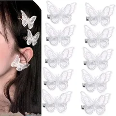 【在庫処分】ヘアピン 前髪クリップ刺 かわいい 髪飾り レース 蝶 蝶 髪飾り 髪留め ヘアクリップ 誕生日 10個セット 結婚式 子供 レースヘアクリップ レディース