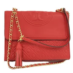 TORY BURCH チェーン ショルダーバッグ レザー レッド系