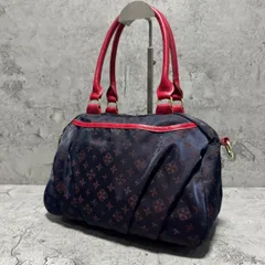 極美品　russet ラシット　トートバッグ　ミニボストンバッグ　肩がけ　モノグラム　ナイロン　紺　ネイビー　赤　レッド
