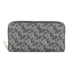 COACH コーチ ロング ジップアラウンド ウォレット シグネチャーモノグラム 長財布 CF521 レディース PVC ブラック 中古