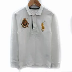 ラルフローレン RALPH LAUREN ポロシャツ 長袖 ビッグポニー ロゴ刺繍 ポロカラー S 白 ホワイト /SM23