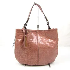 プリニオヴィソナ ハンドバッグ 本革 レザー クロコ型押し イタリア製 鞄 カバン ブランド レディース ピンク PLINIO VISONA 【中古】