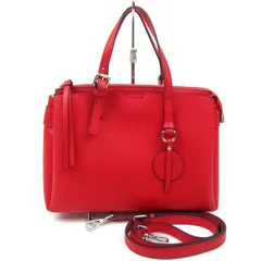 バルコス シュリンク レザー ハンドバッグ ショルダーバッグ 2way 本革 鞄 ブランド レディース レッド BARCOS 【中古】