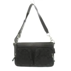 コーチ COACH ショルダーバッグ ボディバッグ キャンバス レザー 革 シグネチャー 黒 ブラック /CK26 ■GY11