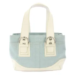 コーチ COACH ミニシグネチャー ハンドバッグ トートバッグ 白 水色 F10927 /TK