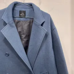 CHUU ブラック ウール ダブルボタン スタンダード ロングコート