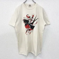 古着 used　FRUIT OF THE LOOM　半袖プリントTシャツ　アメカジ　クルーネック　レトロデザイン　白　Lサイズ