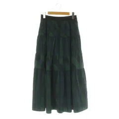 ルルウィルビー Loulou Willoughby 23AW MIXパターンチェックティアードスカート 2 グリーン ネイビー チェック柄 ロング丈 /MY ■OS