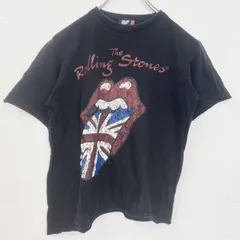古着 used　THE ROLLING STONES　半袖バンドプリントTシャツ　レトロ　クルーネック　黒　ブラック　