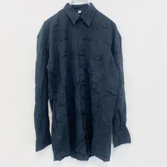 古着 used　長袖総柄シャツ　レトロデザイン　個性的　シック　幾何学模様　胸ポケット　黒　ブラック　Lサイズ