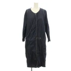 ズッカ zucca ワンピース M インディゴ 長袖 ノーカラー アシンメトリーデザイン /JP