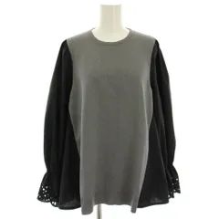 ユナイテッドアローズ A DAY IN THE LIFE UNITED ARROWS 24AW スカラップコンビスリーブプルオーバー ニット カットソー グレー 黒 ブラック 長袖 スカラップ袖口 異素材切替 1513-183-4811 /HN