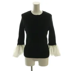 リランドチュール Rirandture 23AW 2WAYバルーンスリーブフレアニット セーター 2 黒 ブラック ヘンリーネック 七分袖 /AG ■OS