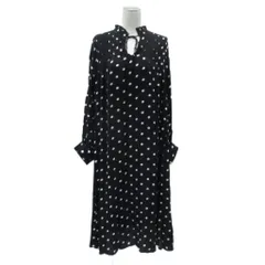 ジャーナルスタンダード レリューム JOURNAL STANDARD relume ワンピース F 黒 ブラック オフホワイト ドット柄 スリットネック 長袖 ロング丈 /HO42 ■GY58