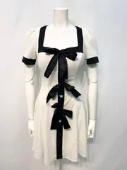 2118 Tika ティカ キャバクラ ドレス フレア リボン パール パイピング 伸縮性 キャバドレス S