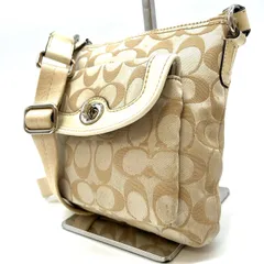 ✨良品✨ COACH signature beige canvas leather turnlock unisex コーチ ショルダーバッグ トートバッグ ワンショルダーバッグ