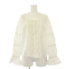 イエナ IENA 24SS コットンレースブラウス シャツ 長袖 スクエアネック 刺繍 ワンカラー フリル F 白 ホワイト 24051914320020 /BB