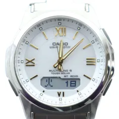 カシオ CASIO ウェーブセプター 腕時計 ウォッチ タフソーラー カレンダー付き ロゴ 白文字盤 シルバー色 ■GY18 /MQ