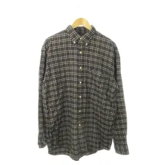 チャップス CHAPS RALPH LAUREN ネルシャツ ボタンダウン 長袖 チェック ロゴ L 黒 ブラック /MN20