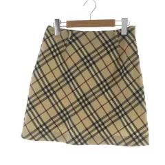 バーバリー ロンドン BURBERRY LONDON ミニスカート 台形 ロゴ ノバチェック M ベージュ ■GY14 /MQ