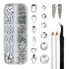 ネイルラインストーン ラインストーン ネイルアートパーツ ネイル用ストーン YFFSFDC 手芸パーツ ハンドメイド素材 ネイルを飾て デコ用 DIY 立体 平底 大容量セット 12種類 箱入り (B)