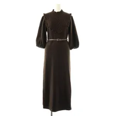 ハーリップトゥ Her lip to Belted Ruffle Cable-Knit Dress ニットワンピース ロング ベルト付き M ブラウン /DF ■OS ■SH