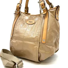 【良品】TOD'S トッズ  Gライン トートバッグ ショルダーバッグ 2way ベージュ 肌色 エナメル レザー 革 ユニセックス 男女兼用 メンズ レディース