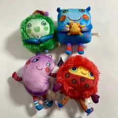 ★ ナンジャモンジャ ぬいぐるみ 4点 まとめ商品 紫 赤 青 緑 ボールチェーン キーホルダー 現状品