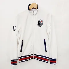 フィラ FILA ゴルフ GOLF スポーツウエア ジャケット ブルゾン ジップアップ スタンドカラー 白 紺 赤 ホワイト ネイビー レッド M