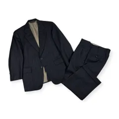 上下 Paul Stuart ポールスチュアート セットアップ ストライプ テーラードジャケット 裾ダブル スラックス スーツ 94-84-165 AB4/ダークグレー 系 メンズ