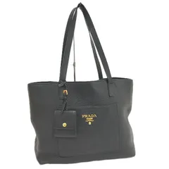 PRADA トートバッグ ポーチ付き レザー ブラック 1BG048