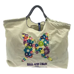 Ball＆Chain ボール＆チェーン Flower Butterfly エコバッグ  グレー パープル -