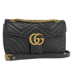 GUCCI チェーンショルダーバッグ GGマーモント レザー ブラック 44