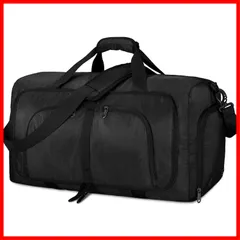 折りたたみバッグ ボストンバッグ メンズ 大容量 YKKファスナー 修学旅行 旅行バッグ トラベルバッグ スポーツバッグ 5色 40L 65L 80L 斜め掛け スーツケース固定 靴収納ポケット 撥水加工 軽量 ジムバッグ 出張 black-40L