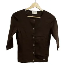 HARRODS(ハロッズ) カーディガン レディース美品  - ダークブラウン 七分袖