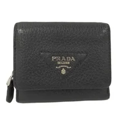 PRADA コンパクト財布 三つ折り財布 レザー ブラック