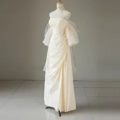 2026年冬新作 フレンチスタイルウェディングドレス、女性用アームカバーVネックドレス