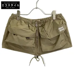 MIUMIU ミュウミュウ ﾛｺﾞ ﾄﾞﾛｰｽﾄﾘﾝｸﾞﾃｸﾆｶﾙﾌｧﾌﾞﾘｯｸ ﾐﾆｽｶｰﾄ ﾊﾞｯｸﾞ 38