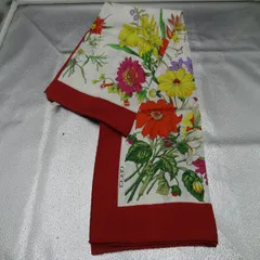 GUCCI グッチ 大判スカーフ 花柄 ボルドー シルク フラワー ワインレッド ホワイト 美品