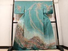 D924 訪問着　斉藤三才　三才鳥　更紗　銀通し　正絹　着物　袷　極美品 D924 訪問着 斉藤三才 三才鳥 更紗 銀通し 正絹 着物 袷 極美品 - メルカリ