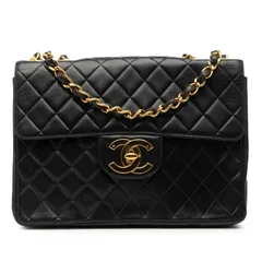 シャネル ココマーク マトラッセ チェーンショルダーバッグ ブラック ラムスキン レディース CHANEL【214-51022】