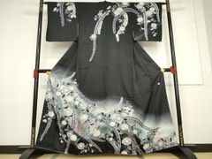 正絹 振袖 辻が花 作家物 黒地 ラメ 華やか 新品 未仕立て - メルカリ