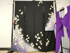 黒留袖 能面 友禅 落款 未仕立て 仮絵羽 濱ちりめん 訳あり 在庫保管品 