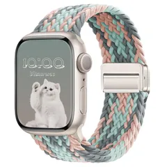 【新着商品】44mm 45mm 46mm 49mm 42mm 用の アップルウォッチ バンド マグネット 弾性 ナイロン 編み込み バンド 時計ベルト 柔らかい 通気性 長さ調節 交換ストラップ Apple Watch Watch Ultra/SE 3 2 1