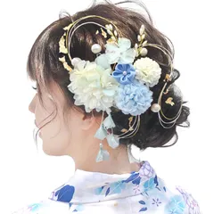 【特価商品】成人式 ドライフラワー 七五三 紐 浴衣 お花 袴 水引 着物 カスミソウ 振袖 和装 ひまわり 卒業式 高級造花 結婚式 14点セット 手作り 髪飾り 全4選 [JZOON] B2001