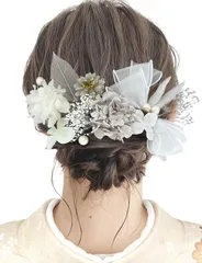 【特価商品】振袖 卒業式 和装 リボン 着物 袴 浴衣 髪飾り 結婚式 紫陽花 あじさい 成人式 かすみ草 パール リーフ [Baramoly] ヘッドドレス 専用ケース付き